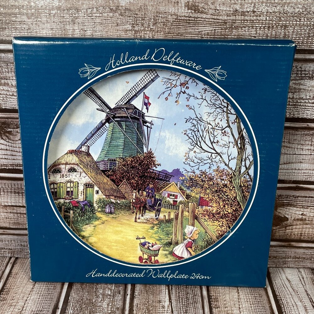 HOLLAND DELFTWARE Ter Steege Bv Windmill Handdecorated Wallplate Plate 24cm NIB